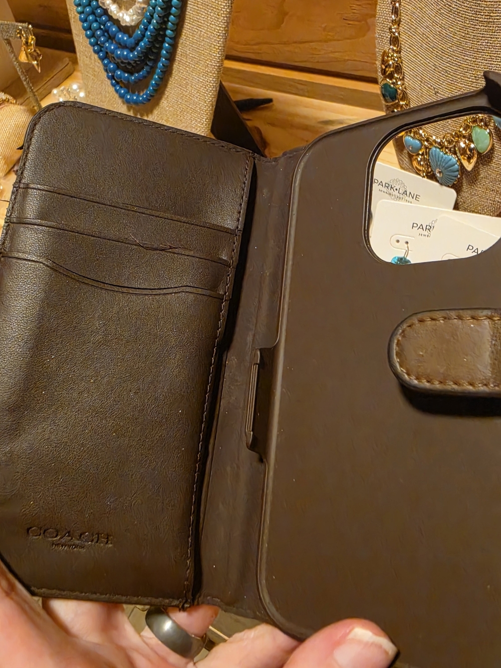 Coach Brown Signature Canvas Phone Wallet Case - Picture 2 of 3